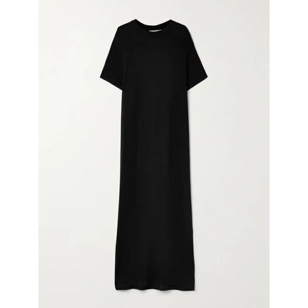 ROHE Women's Black Short Sleeve Stretch Knit Jersey Maxi Dress Size 38 NWOT